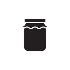 Glass jar filled with jam on white background