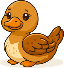 Cartoon mallard duck with green head in kawaii style. Vector illustration for kids’ designs and prints.