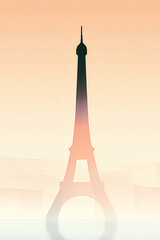 Paris Eiffel Tower Minimalist Sunset Poster