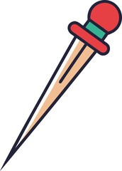 Stylized dagger with red and teal handle on a black background