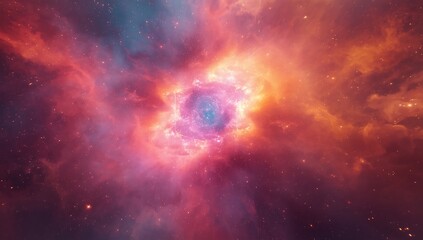 Obraz premium Vibrant nebula with stars in deep space