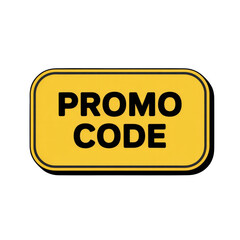Bright yellow promo code button with rounded corners for special offers and discounts