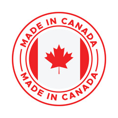 Made in Canada Label Vector Design | Canadian Flag Seal Badge Icon