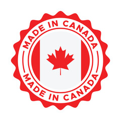 Made in Canada Label Vector Design | Canadian Flag Seal Badge Icon