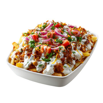 Crispy Kapsalon topped with melted cheese PNG