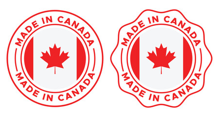 Made in Canada Label Vector Design | Canadian Flag Seal Badge Icon