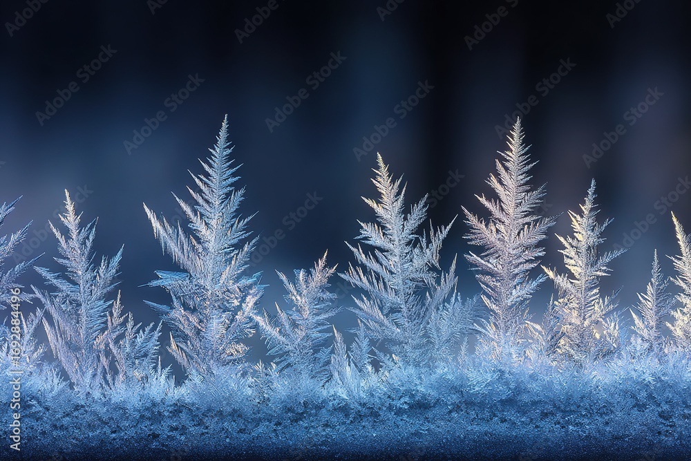 Poster intricate frost patterns create a winter wonderland on a chilly morning by the window