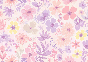 Delicate pastel floral pattern brings serene beauty and charming spring vibes to any design project.