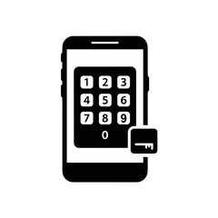 Mobile PIN code on a smartphone, secure access concept, digital protection on a transparent background