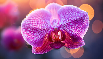 Selective Focus On A Vibrant Pink Orchid Flower