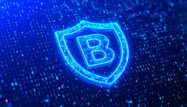 Digital shield with "B" letter - Powered by Adobe