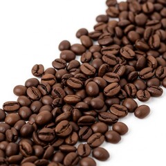 Naklejka premium Rich, aromatic roasted coffee beans artfully arranged for a gourmet coffee experience.