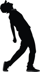 Fototapeta premium Man performing dynamic dance move silhouette