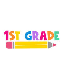 First Grade 1st Grade back to school typography clip art design on plain white transparent isolated background for card, shirt, hoodie, sweatshirt, apparel, tag, mug, icon, poster or badge © AllYearRoundDesigns