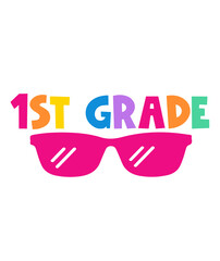 First Grade 1st Grade back to school typography clip art design on plain white transparent isolated background for card, shirt, hoodie, sweatshirt, apparel, tag, mug, icon, poster or badge