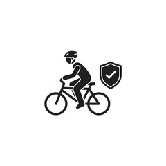 Cyclist with helmet riding bike silhouette vector