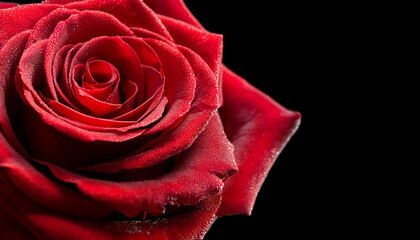 Red Rose On Black Closee Up With High Quality Petal Viuals