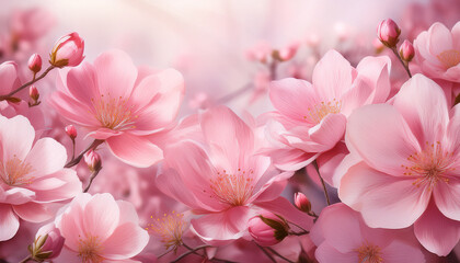 Soft Blossoms Of Delicate Pink Flowers Create A Dreamy Romantic Botanical Background Perfect For Spring Weddings Or Artistic Floral Designs