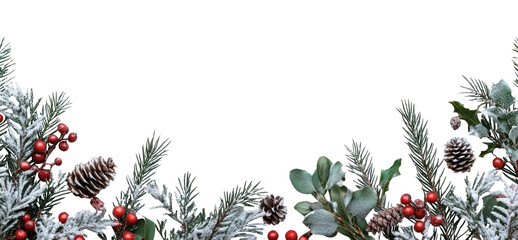 PNG Christmas theme border white pine