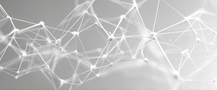 Abstract network design in grayscale. Intricate web of lines and points