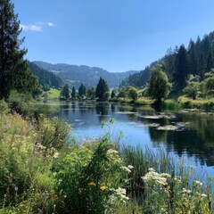 Serene mountain lake vista (2)