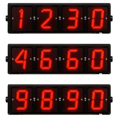 Digital led displays showing numbers in red