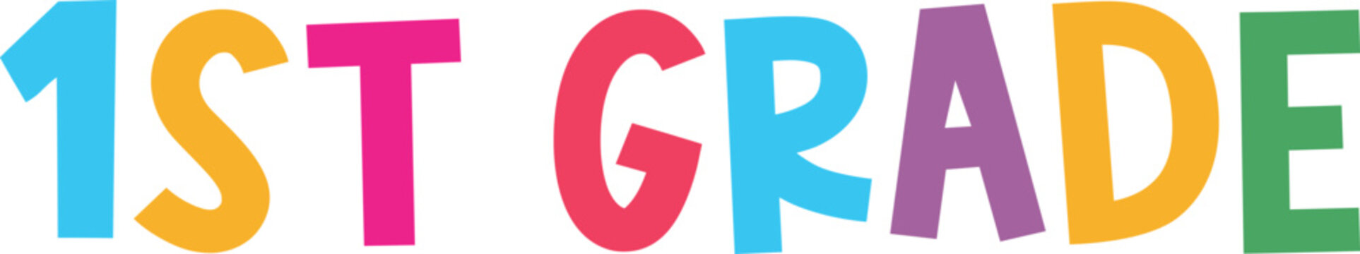 First Grade 1st Grade back to school typography clip art design on plain white transparent isolated background for card, shirt, hoodie, sweatshirt, apparel, tag, mug, icon, poster or badge