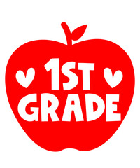 First Grade 1st Grade back to school typography clip art design on plain white transparent isolated background for card, shirt, hoodie, sweatshirt, apparel, tag, mug, icon, poster or badge