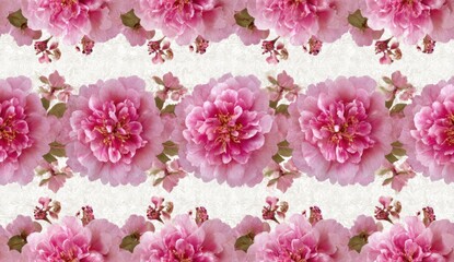 Repeating pattern of pink flowers on a light beige background