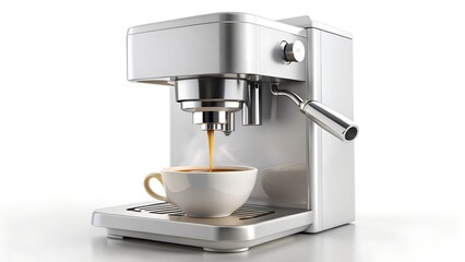 Modern Espresso Machine Pouring Coffee Into Cup with.