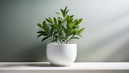 Stylish Green Plant In A Minimalist White Pot