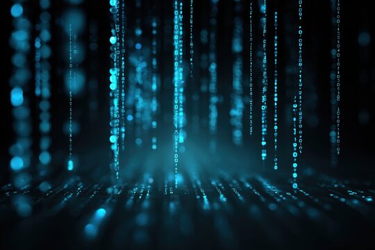 Abstract digital rain on a dark background - Powered by Adobe