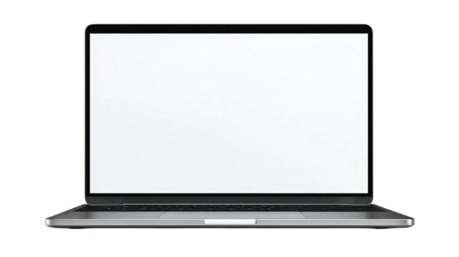 Laptop screen mockup template with editable display isolated on transparent background 