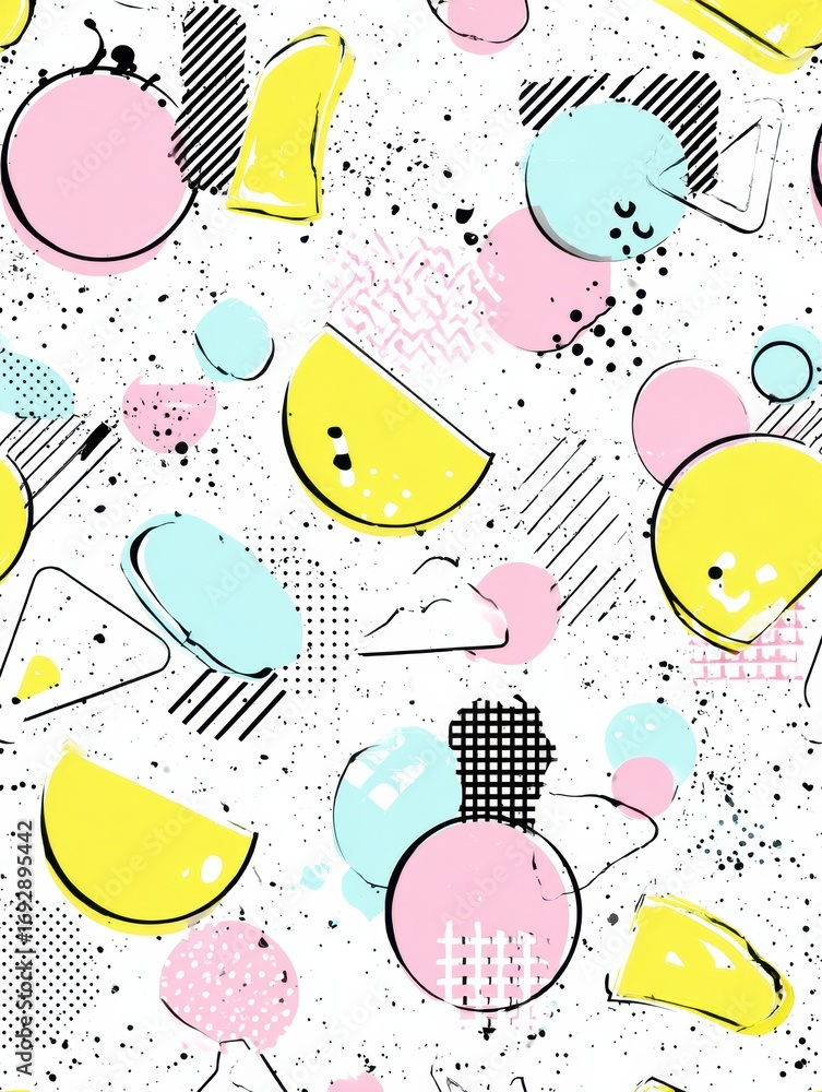 Poster abstract colorful design featuring geometric shapes and patterns related to botulinum therapy in a m
