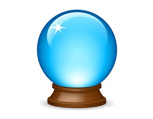 Shiny blue crystal ball on stand