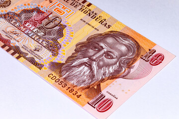 10 Lempiras, Honduras, 2019 with a portrait of Jose Trinidad Cabanas. Honduran money