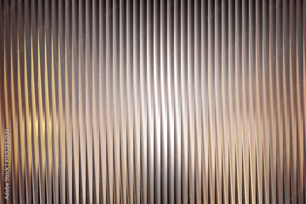 Poster illustration of abstract textured background with vertical ribbed pattern and warm golden light refl