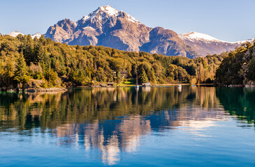 Fototapeta premium Sailing Lake Nahuel Huapi, Puerto Blest, Puerto Panuelo, Bariloche, Rio Negro Province, Argentina