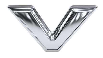 Metallic chrome logo effect template with shine isolated on transparent background 