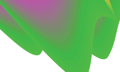 Abstract Green Pink Gradient Flowing Waves on White Background