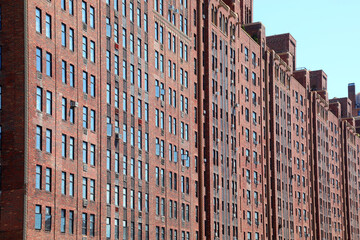windows in the Large Building called London Terrace Gardens in New York Manhattan