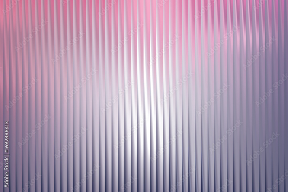 Poster illustration of softly lit abstract background with vertical ribbed lines in a gradient of pink and 