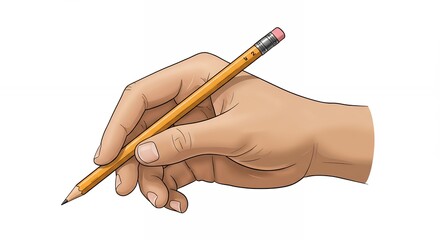 Hand holding pencil