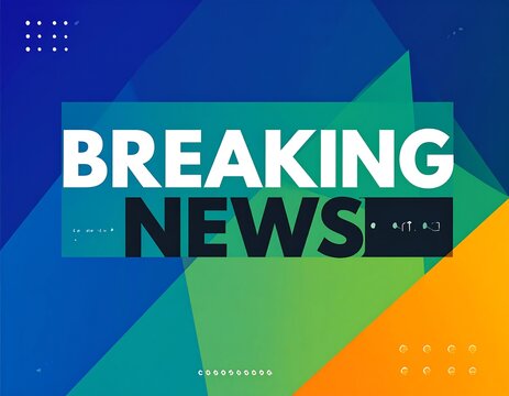 Abstract news graphic with bold text