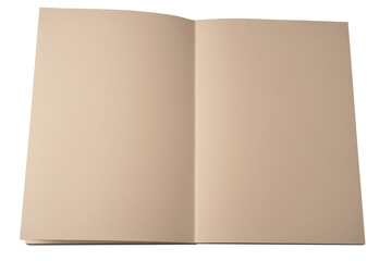 Open notebook with blank pages isolated on a white background.