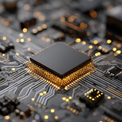Close-up of a circuit board with a processor