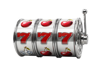 Slot reel, slot machine with cherry bar seven diamond, transparent background