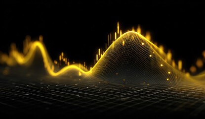 Abstract golden data visualization on a dark grid