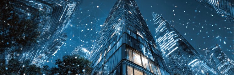 Obraz premium Cityscape at Night, Networked