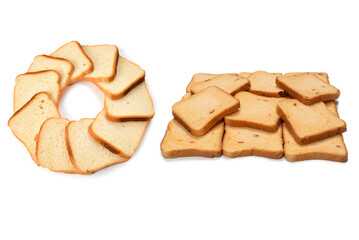 Bread slices isolated on white background.